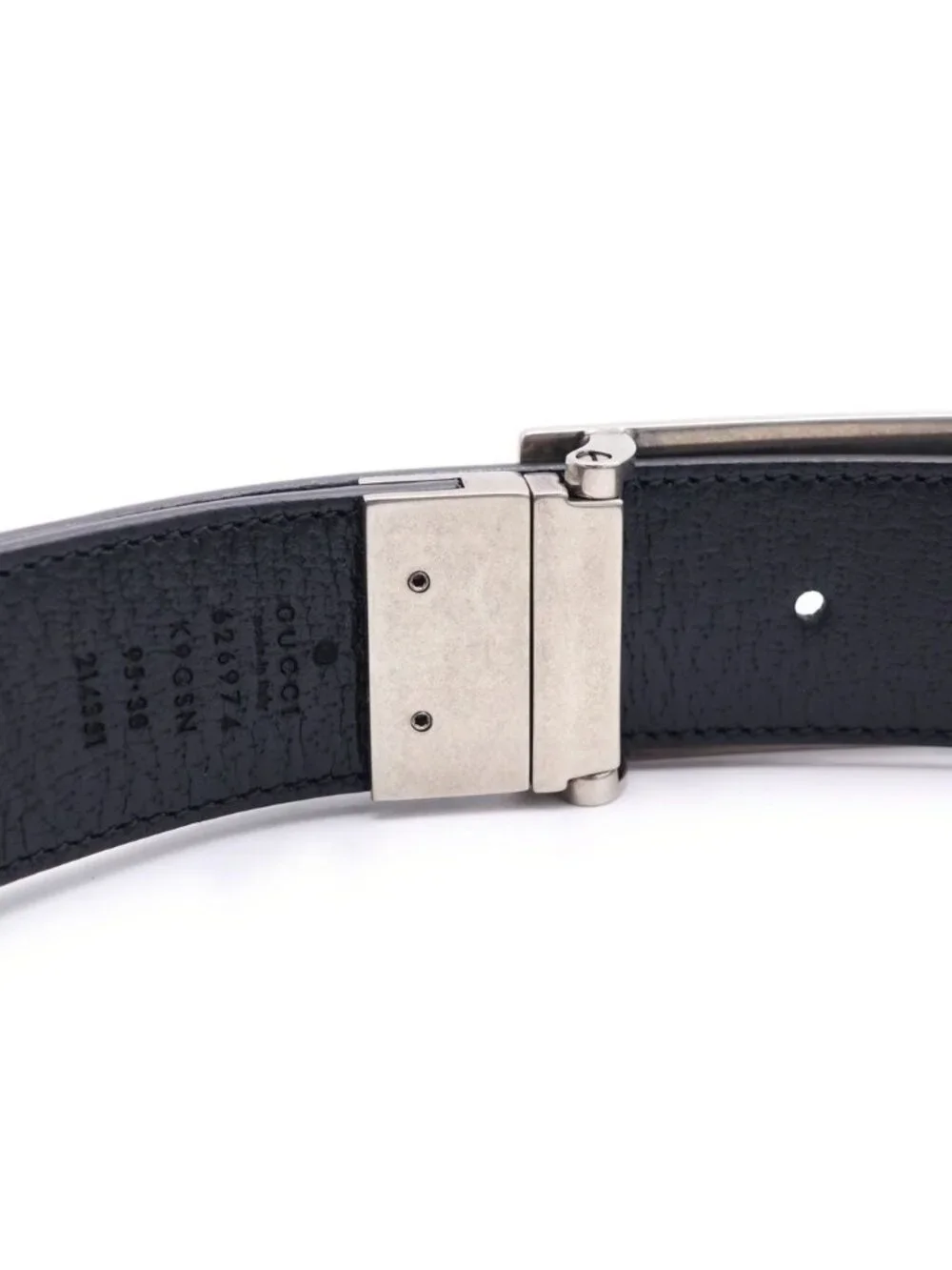 Gucci Square Reversible Leather Belt Black Silver